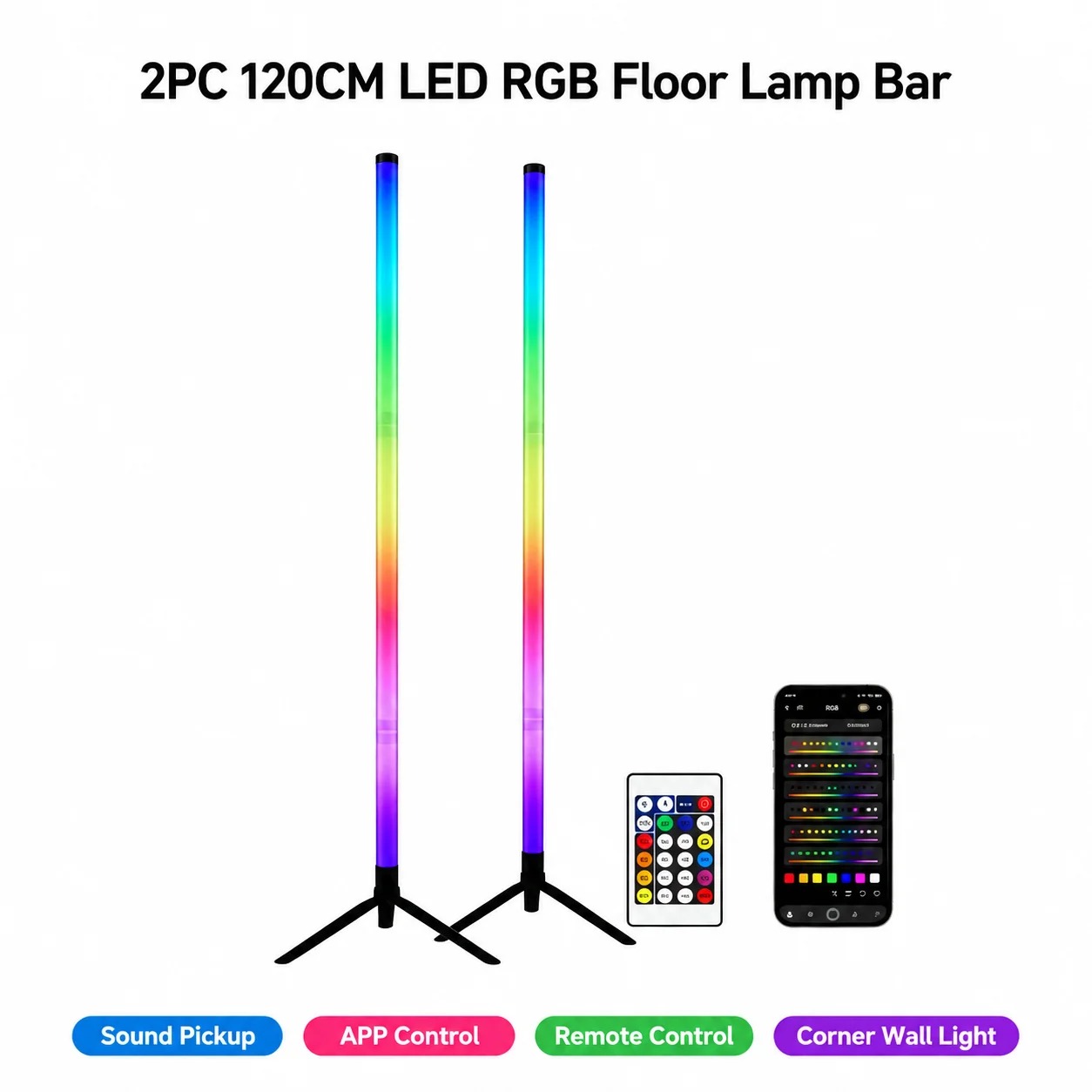 2 Pack RGB LED Corner Floor La - Decor Lighting Floor Lamps review and price